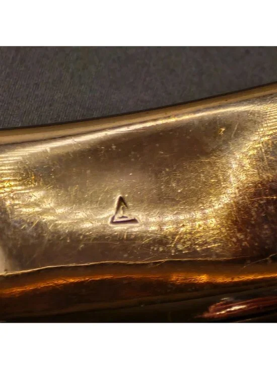 Victorian Gold Filled Scrolled Hinged Bangle Bracelet 7" Heavyweight Signed 37g - Picture 8 of 16